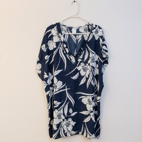 NWOT Kona Sol Navy Floral Swim Cover-Up – Effortless Tropical Style (Size L) - Picture 1 of 3